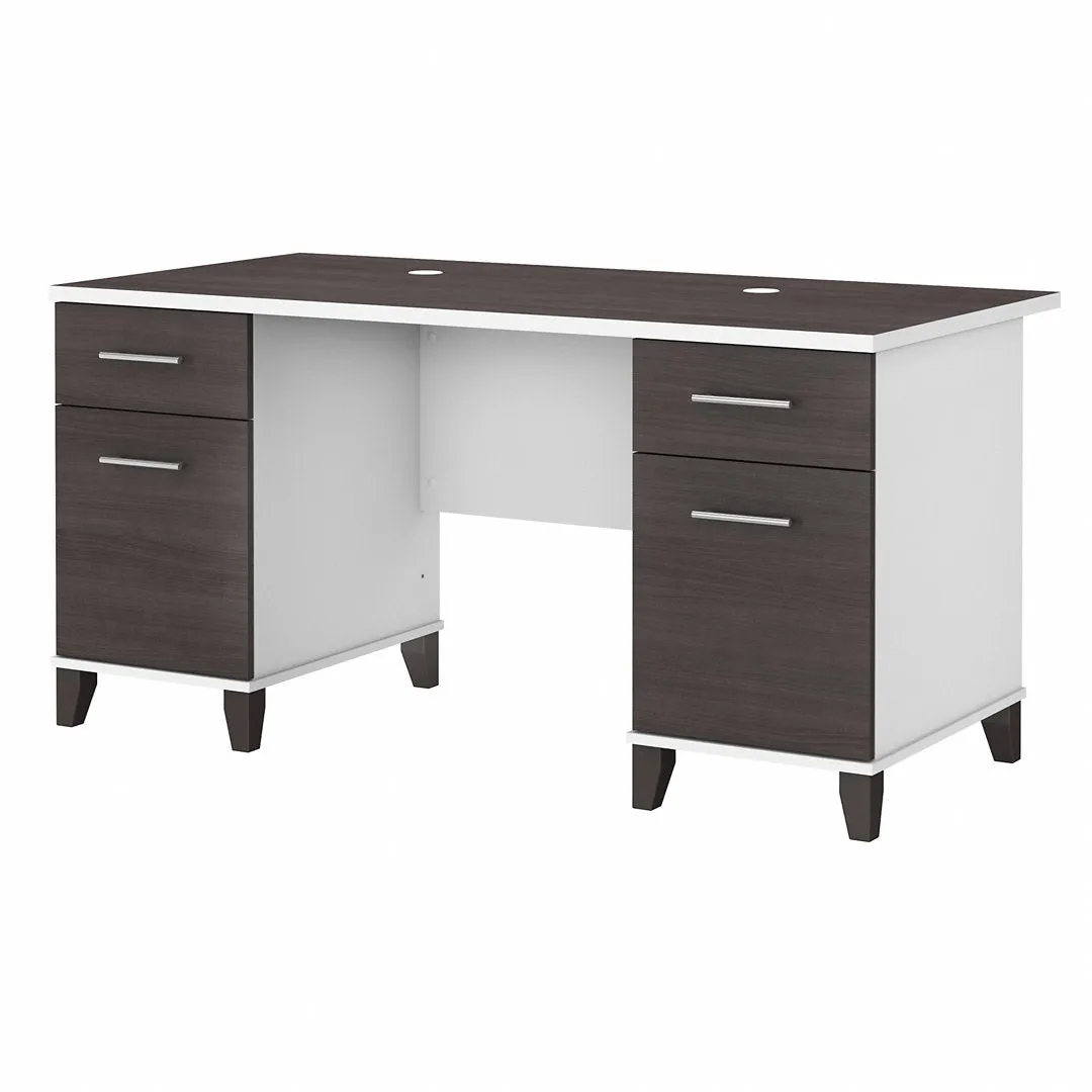 Magomed Executive Desk Gracie Oaks Color: Storm Gray/White