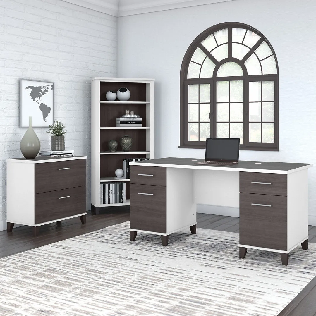 Magomed Executive Desk Gracie Oaks Color: Storm Gray/White
