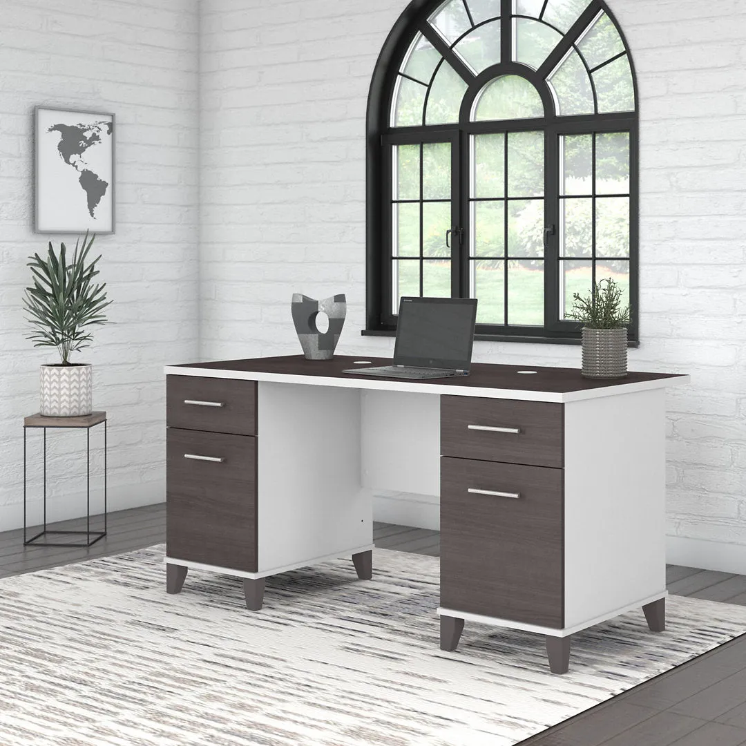 Magomed Executive Desk Gracie Oaks Color: Storm Gray/White