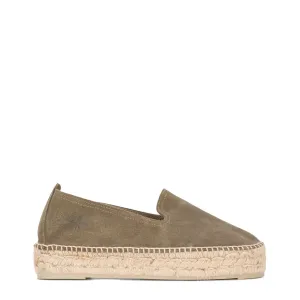 MANEBI SUEDE DOUBLE SOLE KHAKI ESPADRILLES