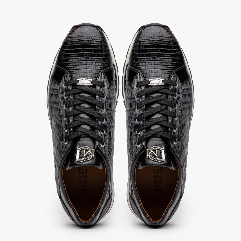 Marco Di Milano Portici Grey/Black Caiman Crocodile & Lizard Sneakers