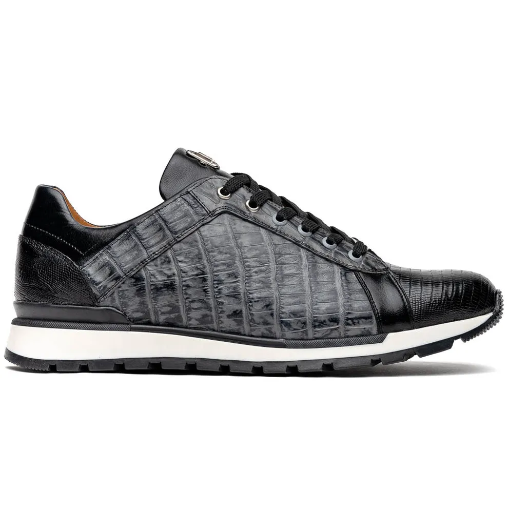 Marco Di Milano Portici Grey/Black Caiman Crocodile & Lizard Sneakers