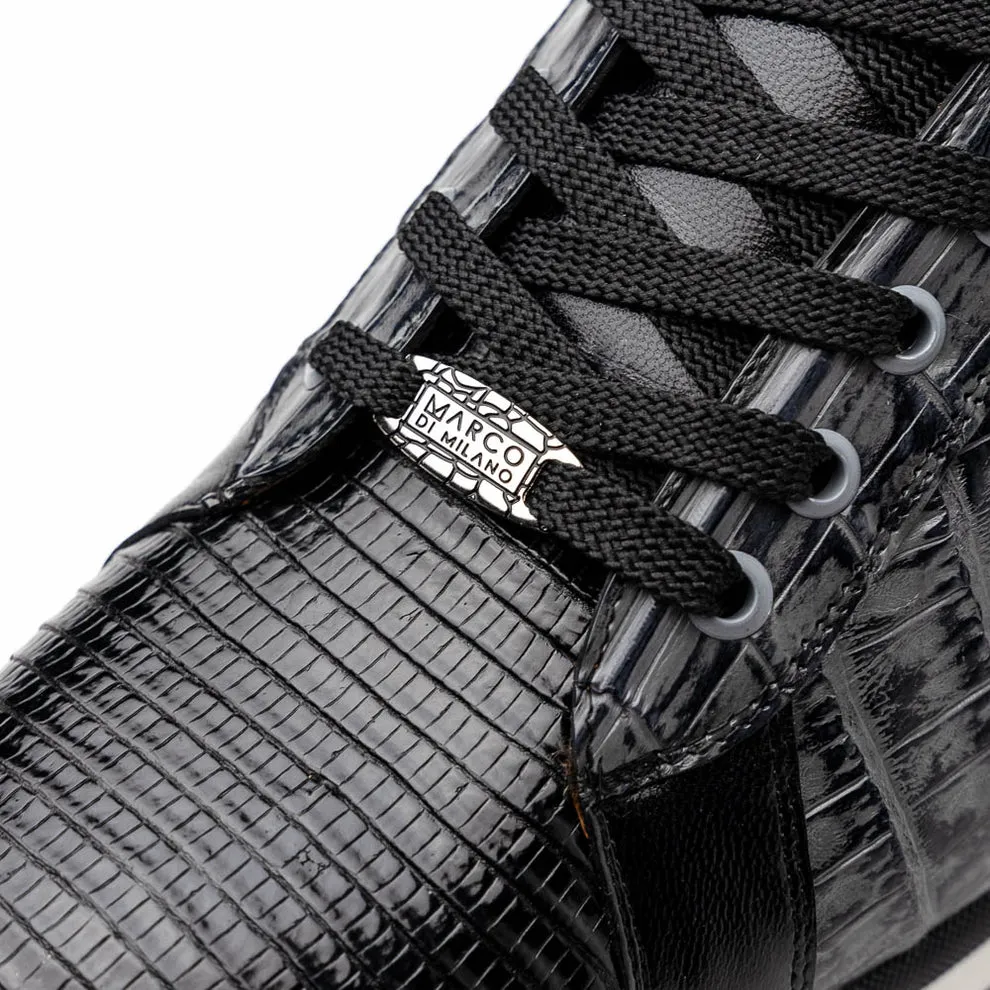 Marco Di Milano Portici Grey/Black Caiman Crocodile & Lizard Sneakers
