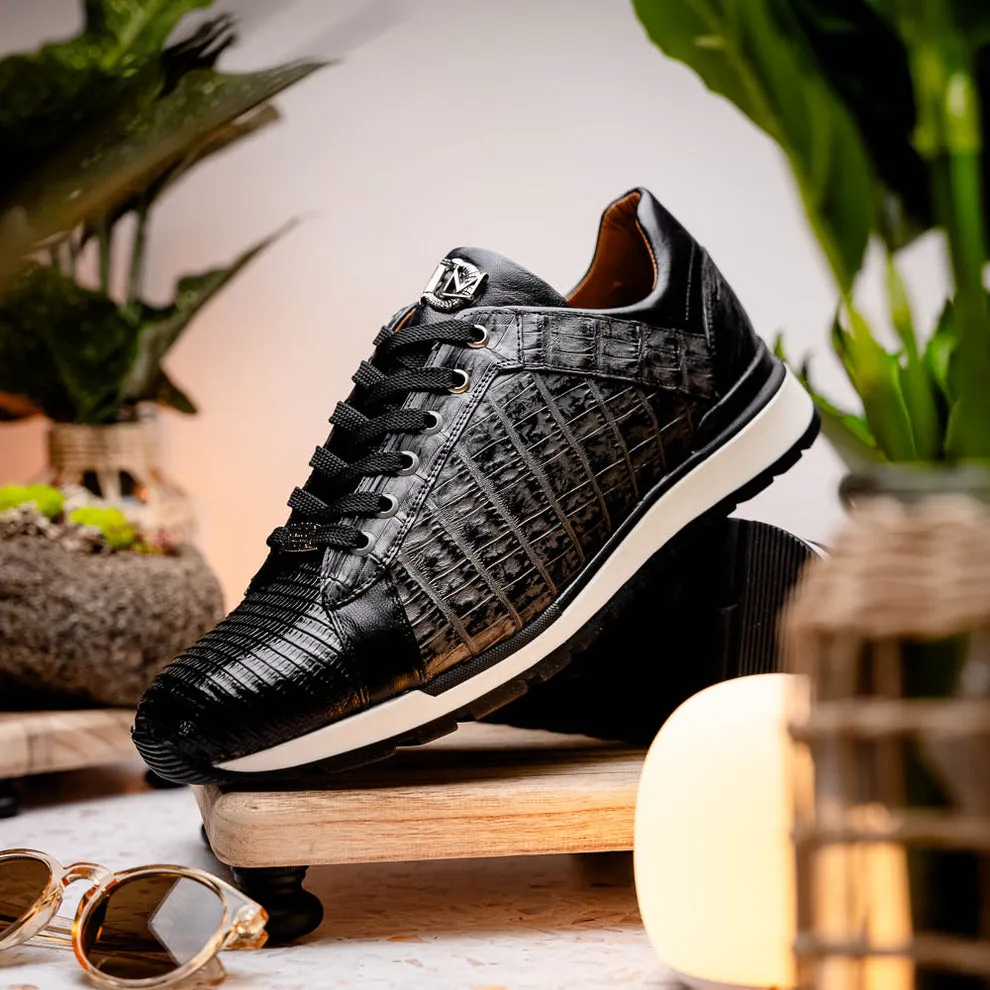Marco Di Milano Portici Grey/Black Caiman Crocodile & Lizard Sneakers