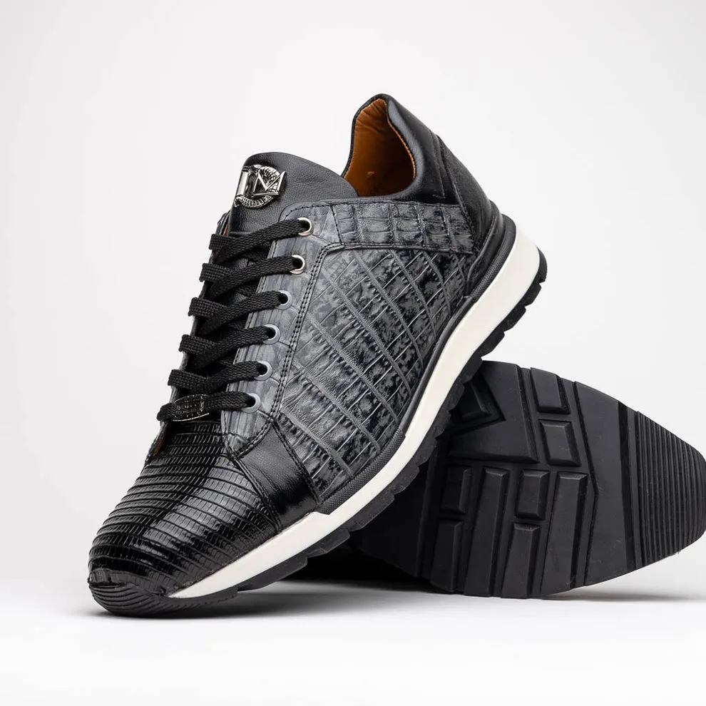Marco Di Milano Portici Grey/Black Caiman Crocodile & Lizard Sneakers
