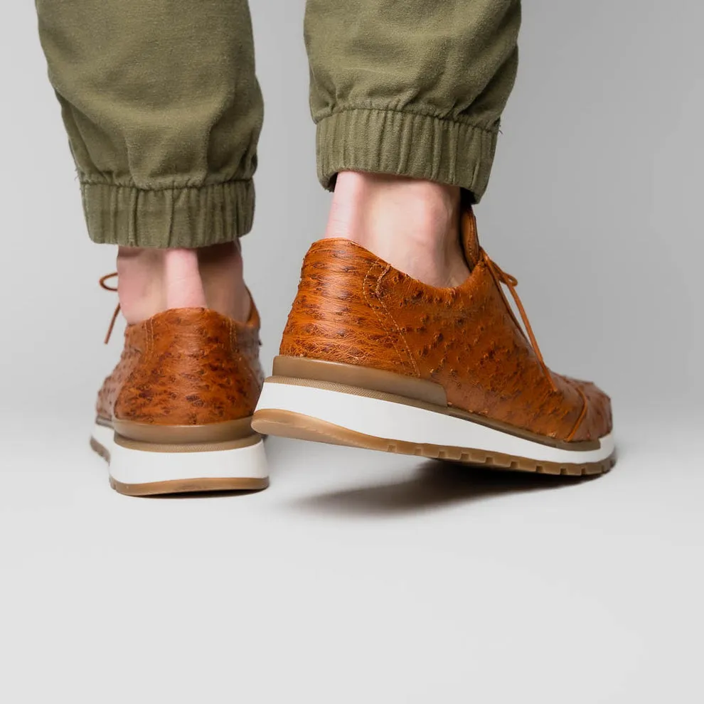 Marco Di Milano Scanno Antique Cognac Ostrich Quill Sneakers