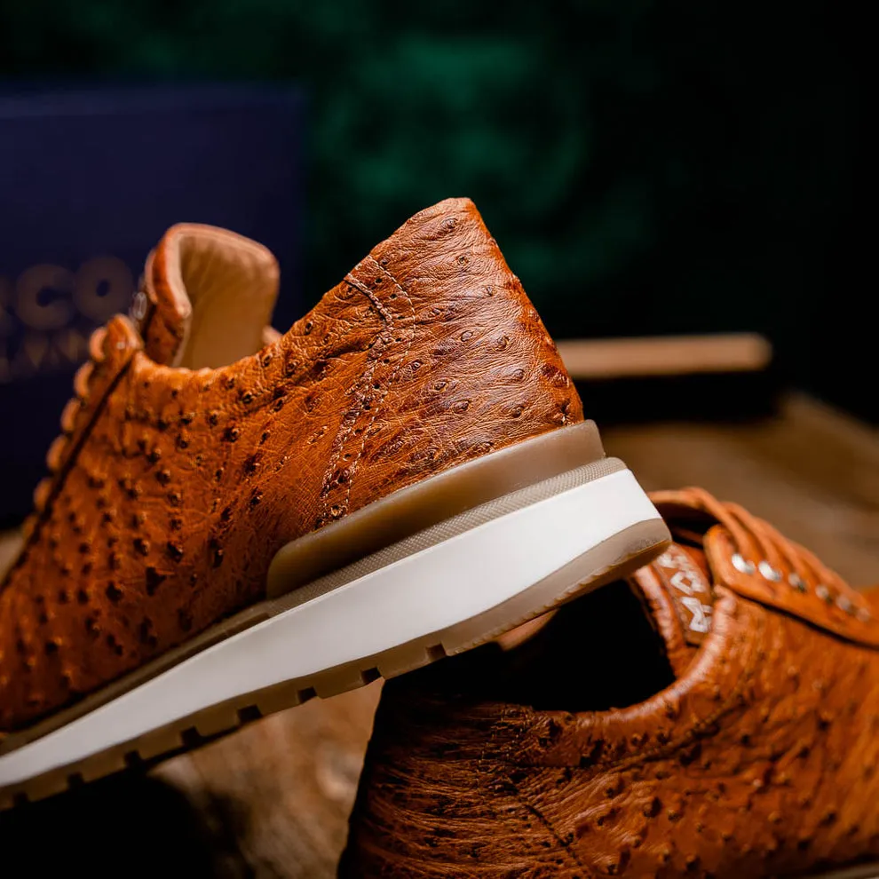 Marco Di Milano Scanno Antique Cognac Ostrich Quill Sneakers