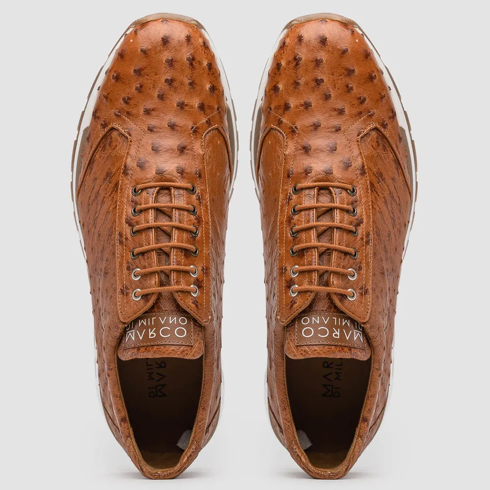Marco Di Milano Scanno Antique Cognac Ostrich Quill Sneakers