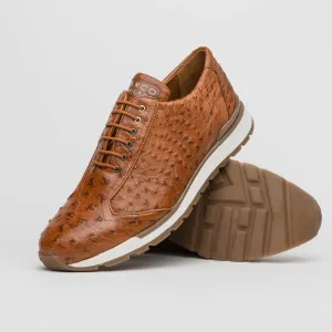 Marco Di Milano Scanno Antique Cognac Ostrich Quill Sneakers