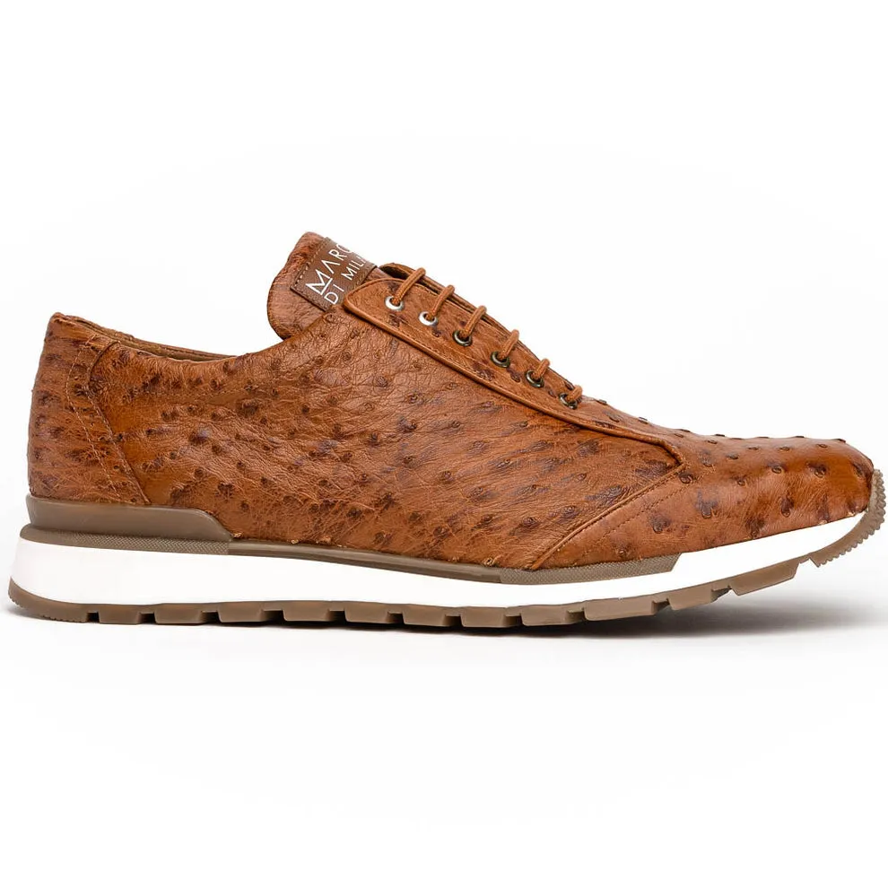Marco Di Milano Scanno Antique Cognac Ostrich Quill Sneakers
