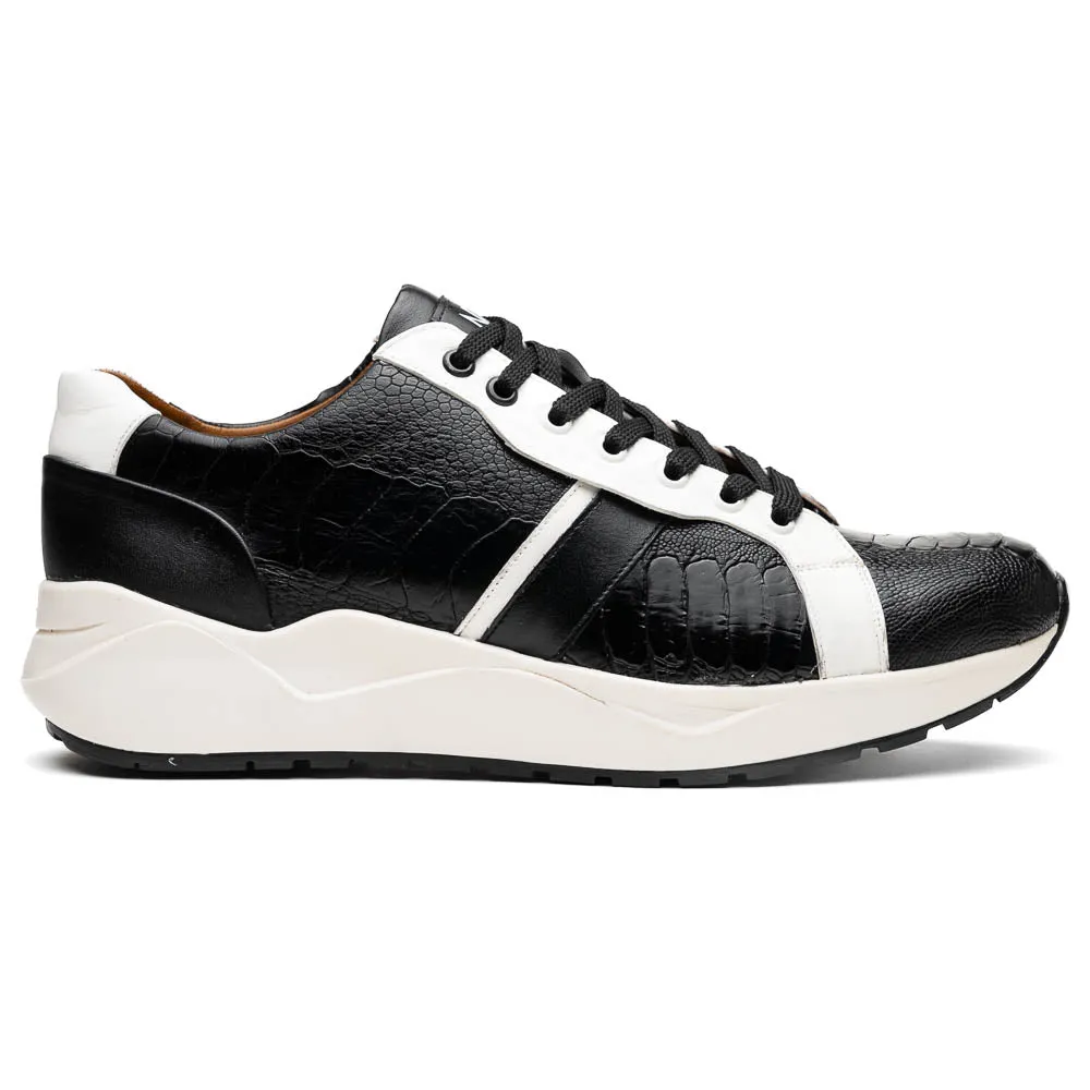 Marco Di Milano Verona Black / White Ostrich Leg Sneakers