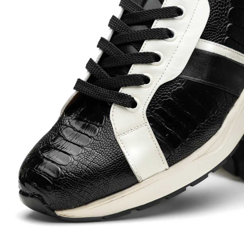 Marco Di Milano Verona Black / White Ostrich Leg Sneakers