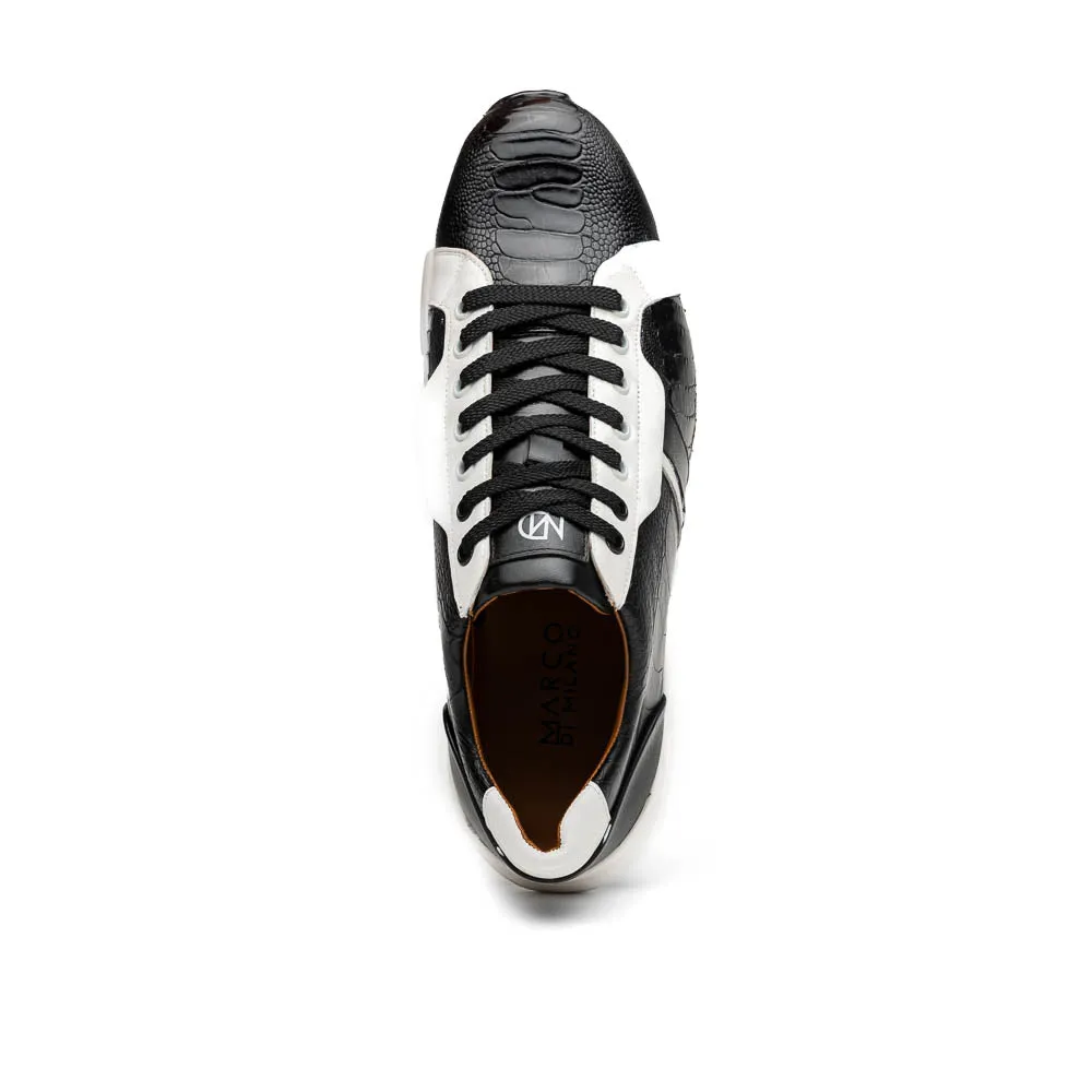 Marco Di Milano Verona Black / White Ostrich Leg Sneakers