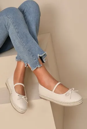 MARY JANE ESPADRILLE DESIGNER FLATFORM LOAFERS IN BEIGE