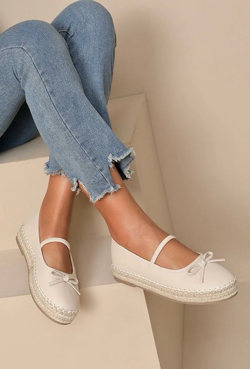 MARY JANE ESPADRILLE DESIGNER FLATFORM LOAFERS IN BEIGE