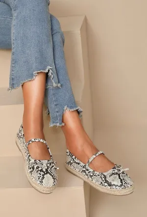 MARY JANE ESPADRILLE DESIGNER FLATFORM LOAFERS IN SNAKE