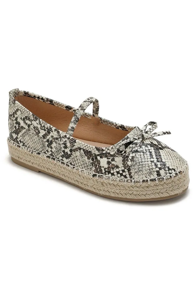 MARY JANE ESPADRILLE DESIGNER FLATFORM LOAFERS IN SNAKE
