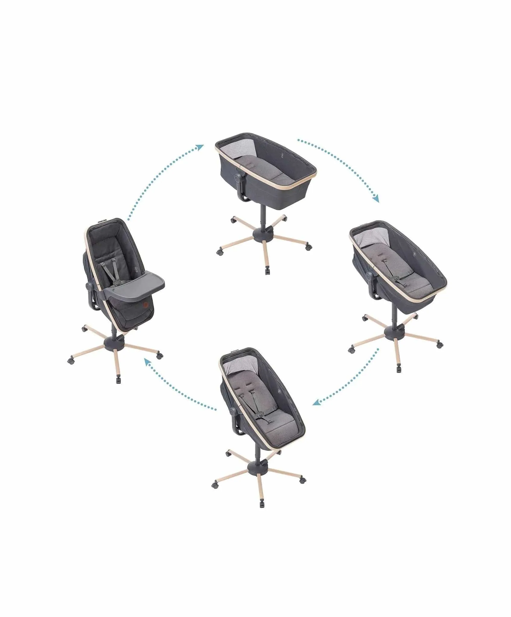 Maxi Cosi Alba All-In-One Bassinet, Recliner & Highchair - Beyond Graphite