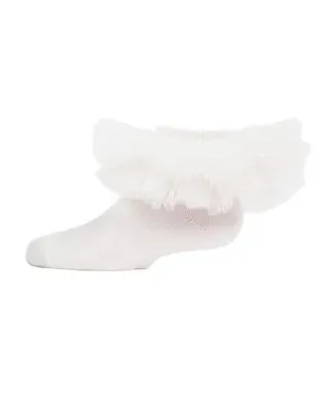 Memoi Tulle Tutu Ruffle Anklet - White MKF-6031