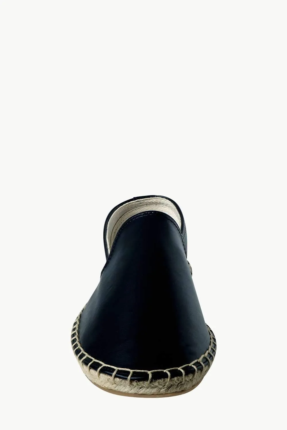 Men's Black Faux Leather Slip-On Espadrilles