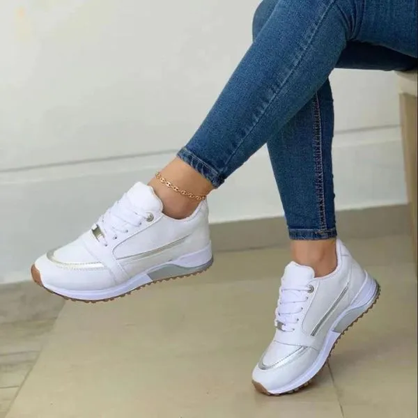 Navy Metallic Accent Sneakers | Faux Leather | Sporty and Chic