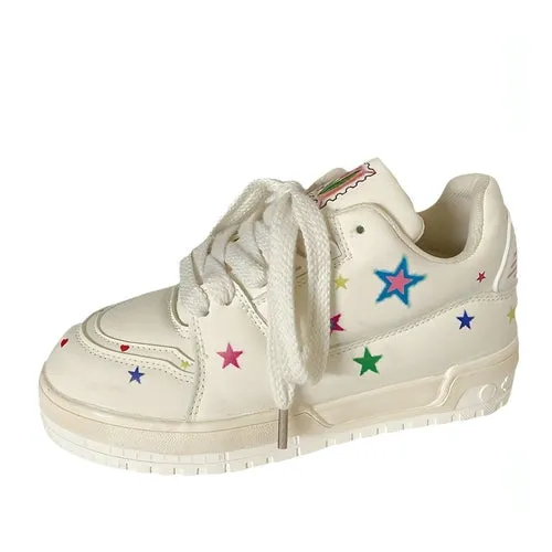 New Leather Flat Platform Sneakers