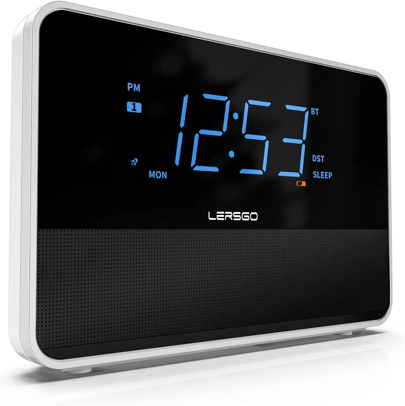 New LERSGO Clock Radio luckone Bluetooth Speaker with HD Sound and Bass,1.4 Inch Blue Display with Dimmer,Dual Alarm,Snooze,Volume, Sleep Timer,Alarm Clock for Bedroom with USB Charging Port