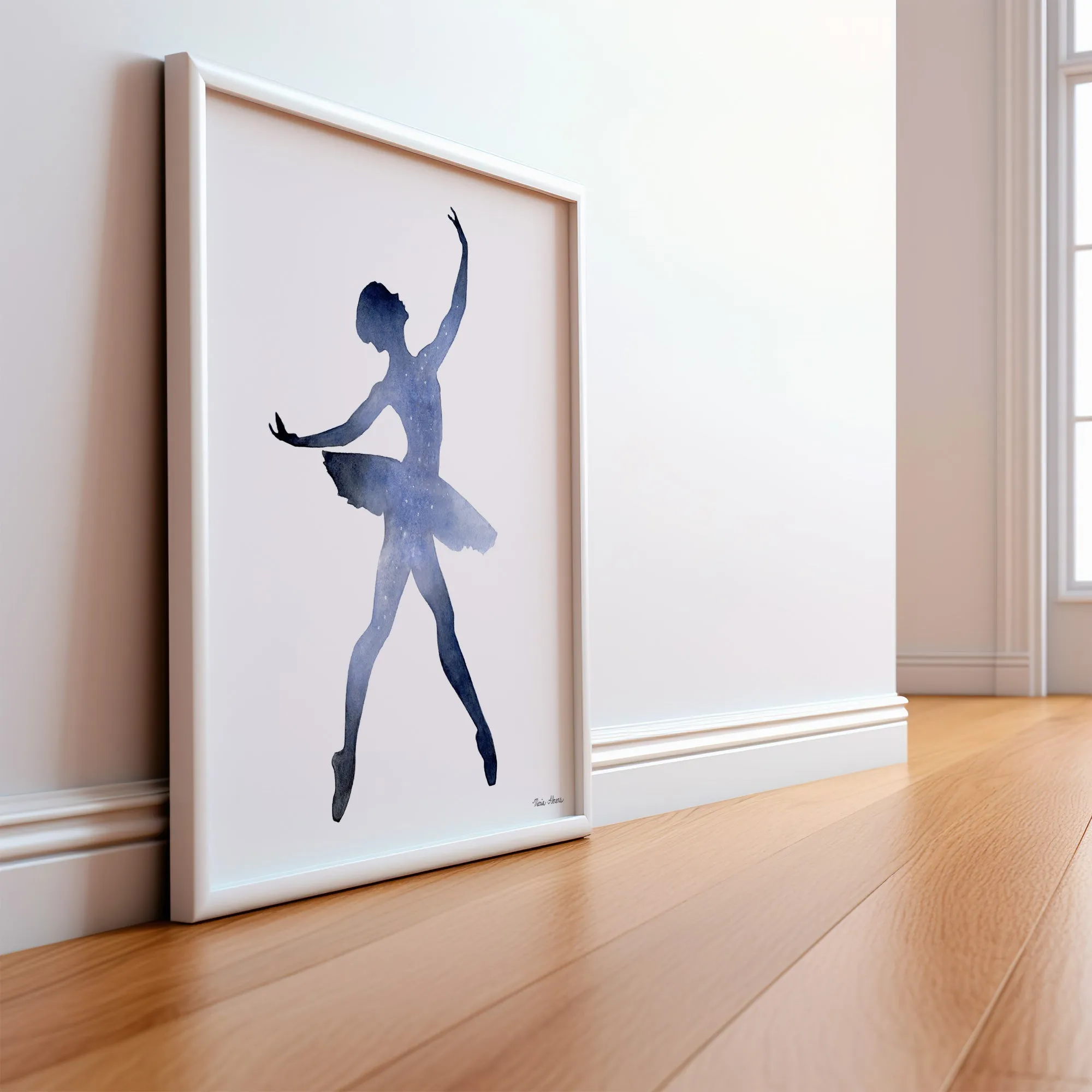 Night Sky Ballerina Watercolor Art Print