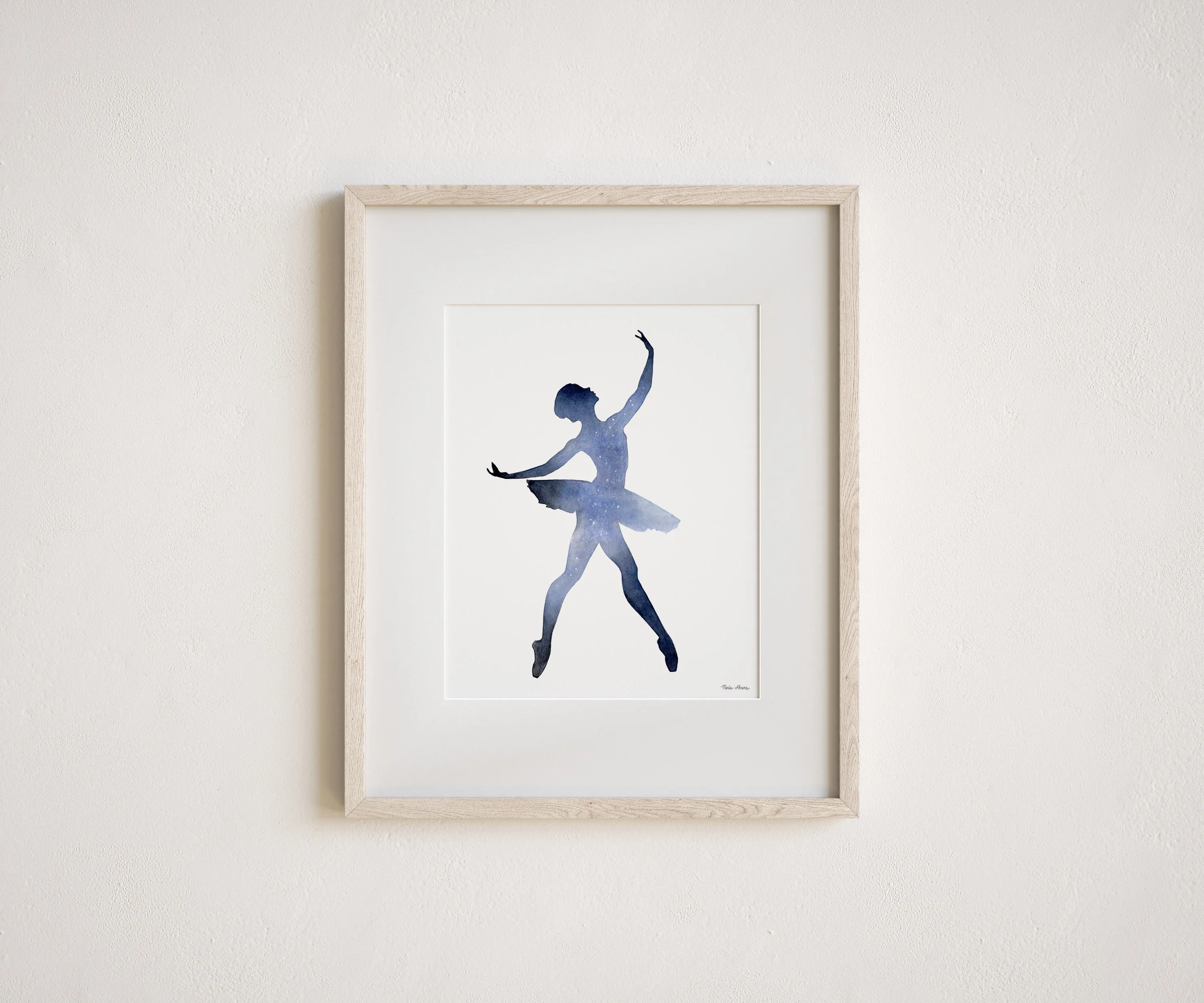 Night Sky Ballerina Watercolor Art Print