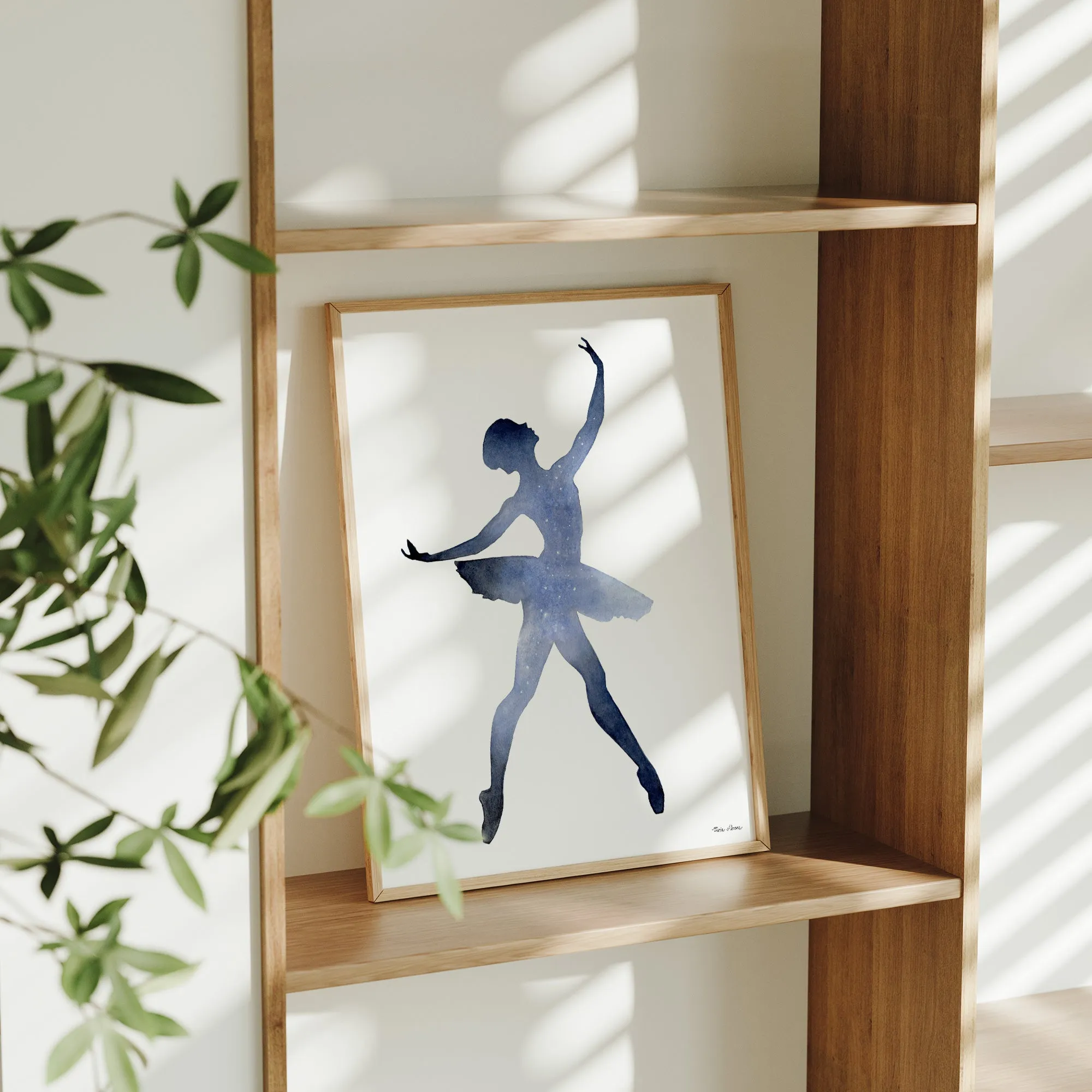 Night Sky Ballerina Watercolor Art Print
