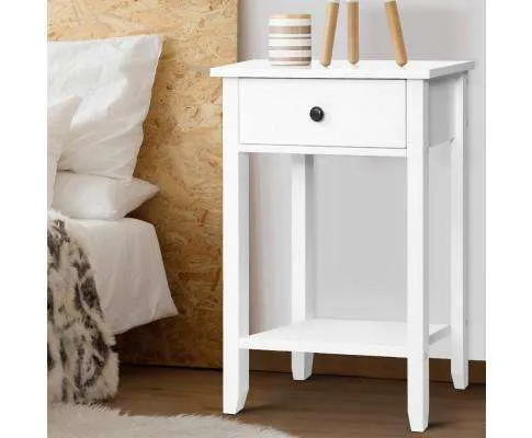 Nightstand White Storage Cabinet - White