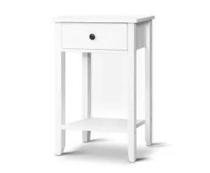 Nightstand White Storage Cabinet - White