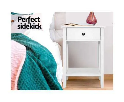 Nightstand White Storage Cabinet - White