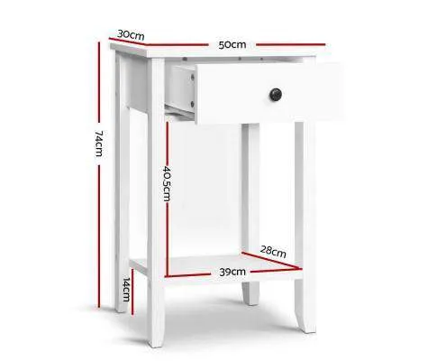 Nightstand White Storage Cabinet - White