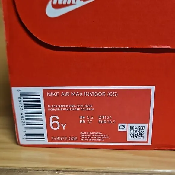 Nike Air Max Invigor GS Black Racer Pink Cool Grey Youth Shoe Sneaker 749575-006