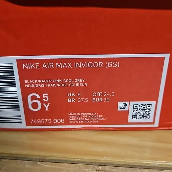 Nike Air Max Invigor GS Black Racer Pink Cool Grey Youth Shoe Sneaker 749575-006