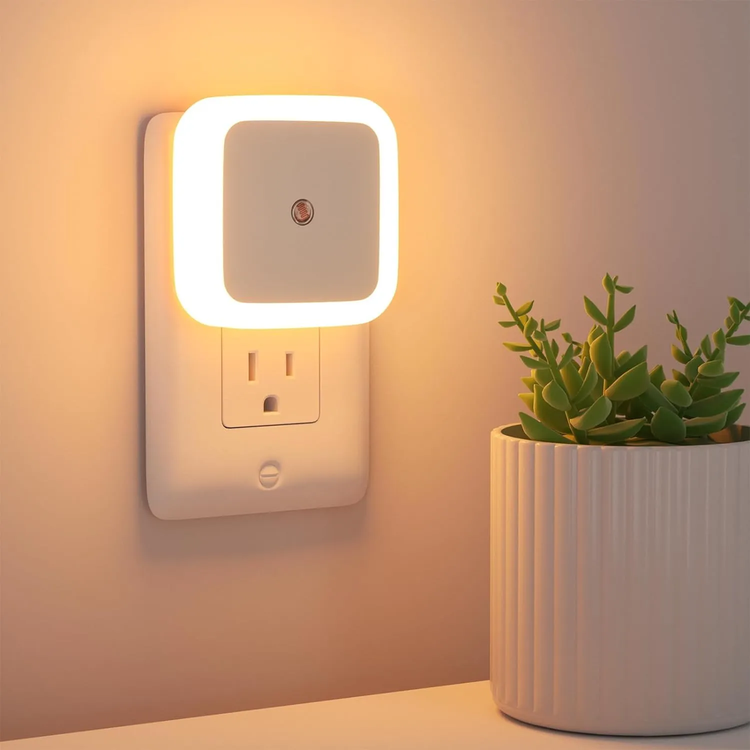 One94Store Night Sensor Light Bulb Comes with Smart Automatic ON/Off Dim LED Lights | Energy-Saving Night Lamp (White) - Pack of 2-Plastic