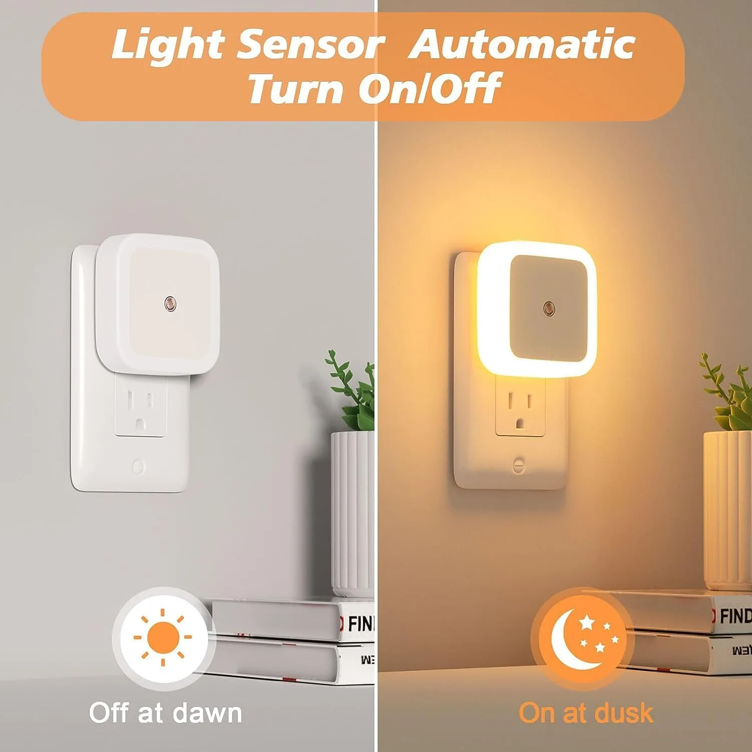 One94Store Night Sensor Light Bulb Comes with Smart Automatic ON/Off Dim LED Lights | Energy-Saving Night Lamp (White) - Pack of 2-Plastic