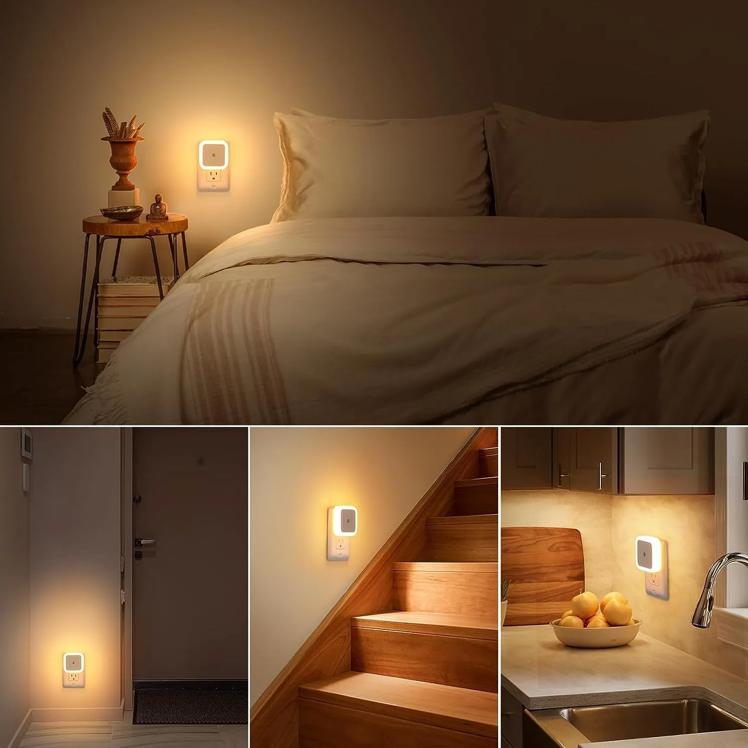 One94Store Night Sensor Light Bulb Comes with Smart Automatic ON/Off Dim LED Lights | Energy-Saving Night Lamp (White) - Pack of 2-Plastic