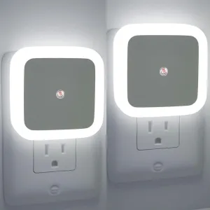 One94Store Night Sensor Light Bulb Comes with Smart Automatic ON/Off Dim LED Lights | Energy-Saving Night Lamp (White) - Pack of 2-Plastic