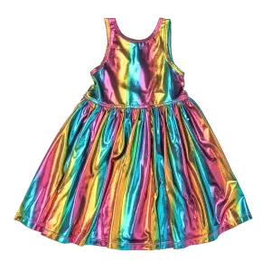 Pink Chicken Girls Liza Lame Dress - Dark Rainbow