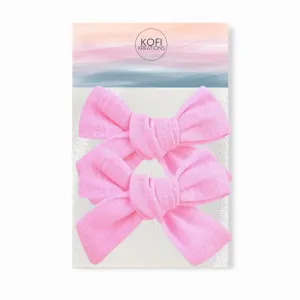 Pink | Pigtail Set - Hand-tied Bow