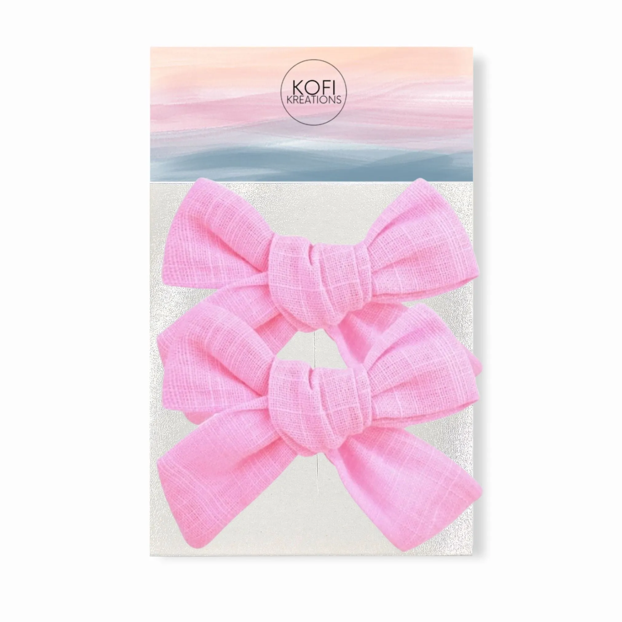 Pink | Pigtail Set - Hand-tied Bow