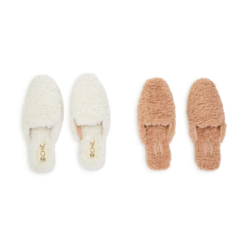 Plush Sherpa Feel Slides