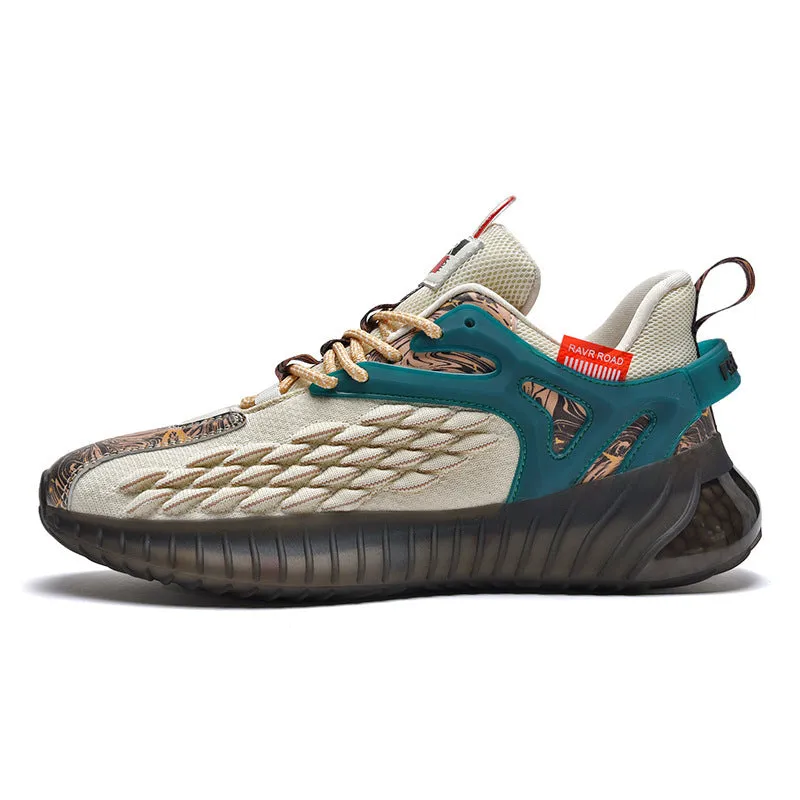 Popcorn Men’s Sneakers – Dragon Scale Breathable Sports Running Shoes for Men