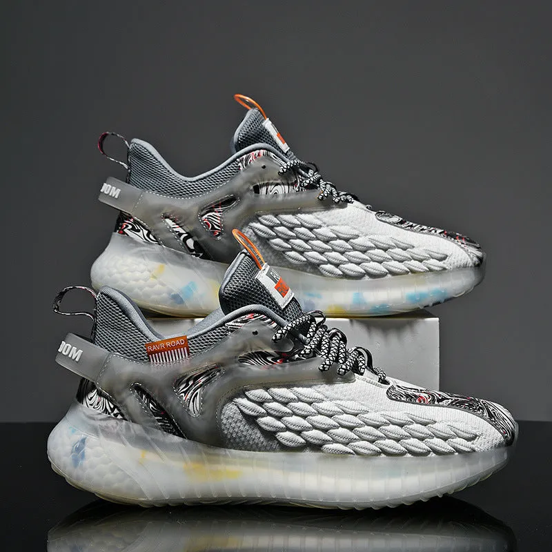 Popcorn Men’s Sneakers – Dragon Scale Breathable Sports Running Shoes for Men