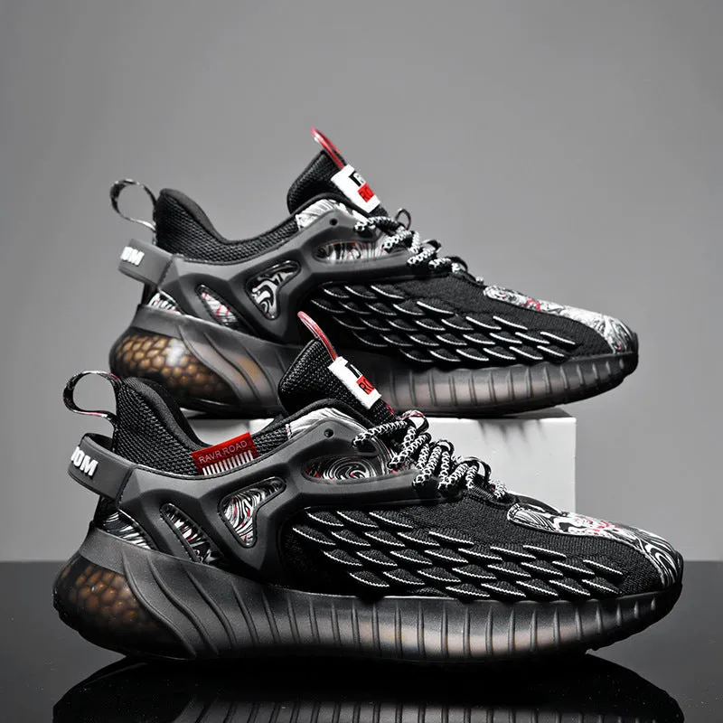Popcorn Men’s Sneakers – Dragon Scale Breathable Sports Running Shoes for Men