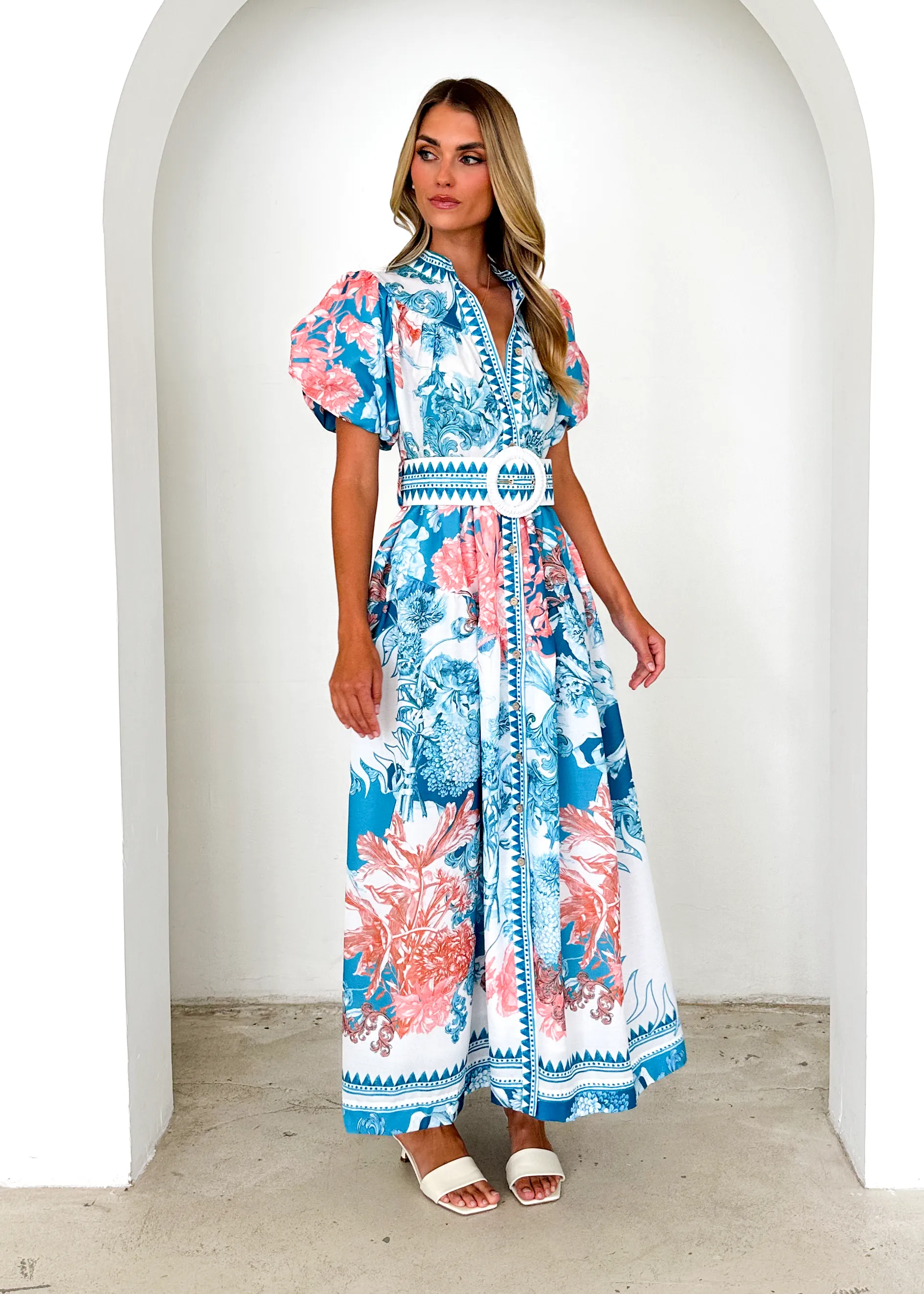 Porcia Maxi Dress - Coral Sea