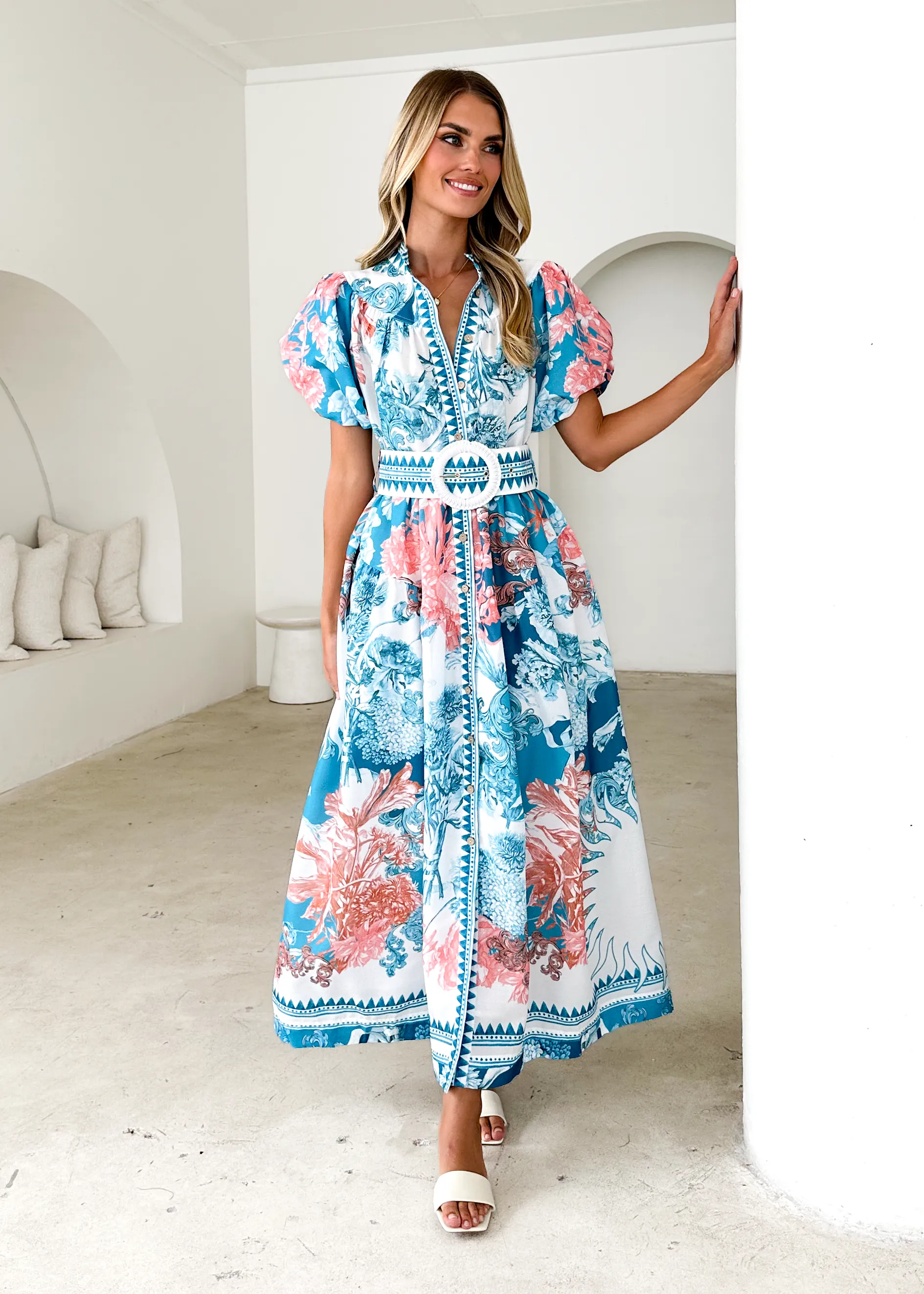 Porcia Maxi Dress - Coral Sea