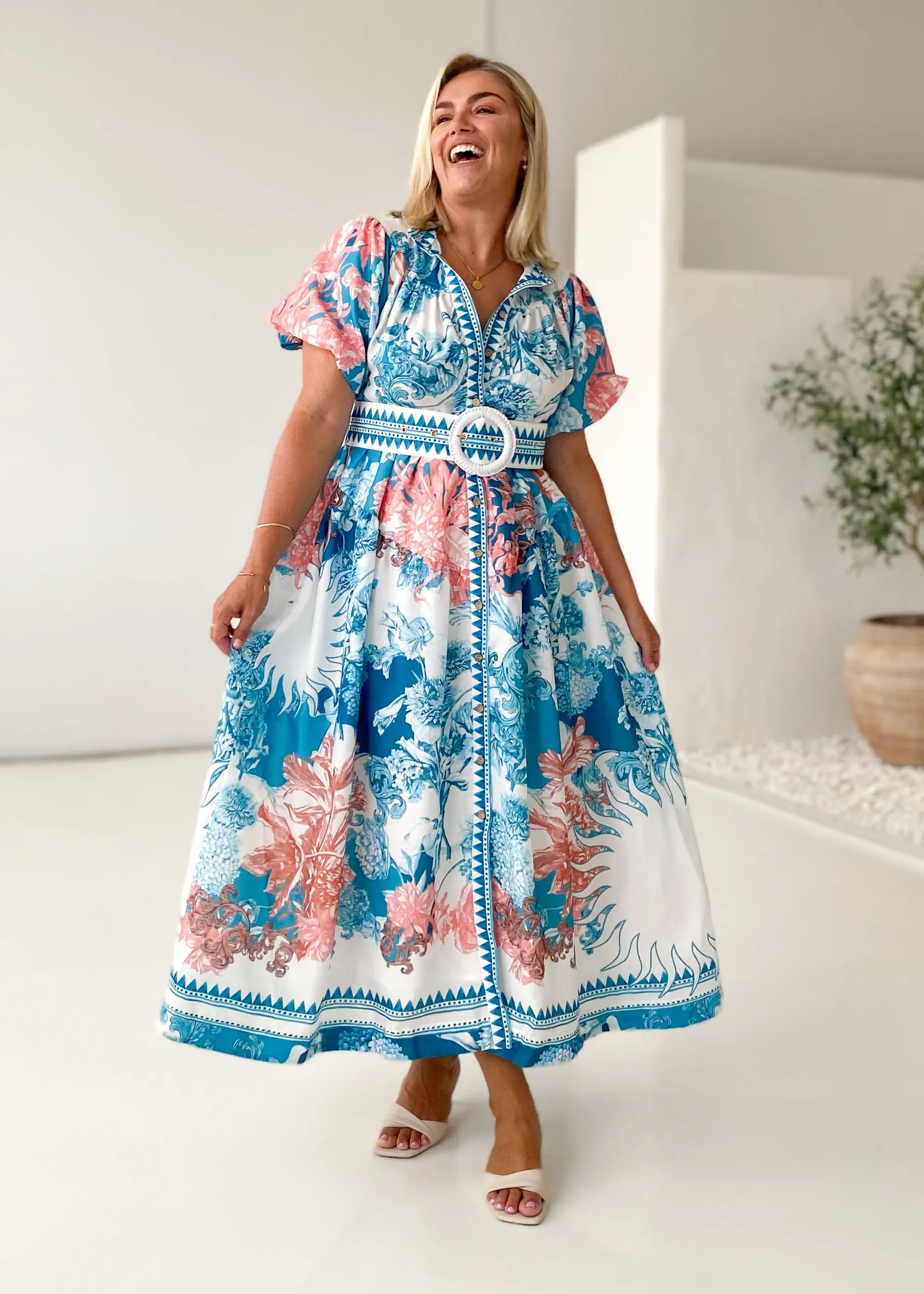 Porcia Maxi Dress - Coral Sea